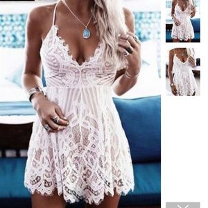 white summer lace mini dress